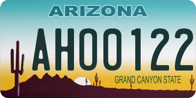 AZ license plate AHO0122