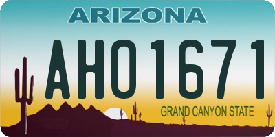 AZ license plate AHO1671