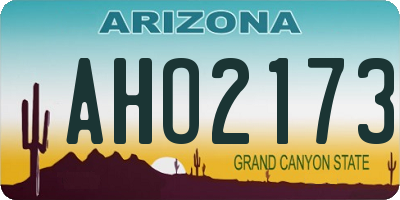 AZ license plate AHO2173