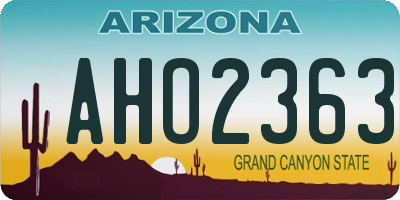 AZ license plate AHO2363