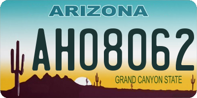 AZ license plate AHO8062