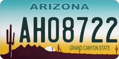 AZ license plate AHO8722
