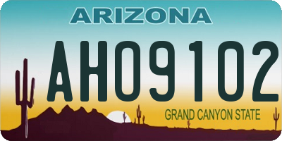 AZ license plate AHO9102