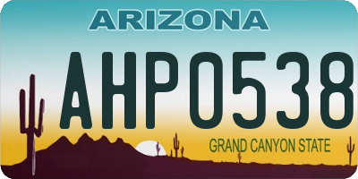 AZ license plate AHP0538