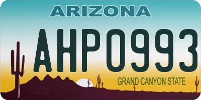 AZ license plate AHP0993