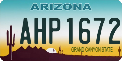 AZ license plate AHP1672