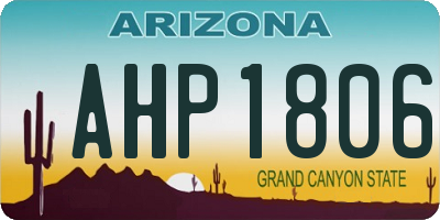 AZ license plate AHP1806