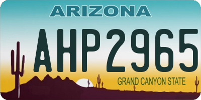 AZ license plate AHP2965