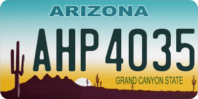 AZ license plate AHP4035