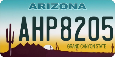 AZ license plate AHP8205