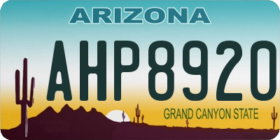 AZ license plate AHP8920