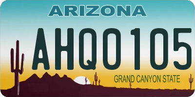 AZ license plate AHQ0105