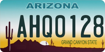 AZ license plate AHQ0128