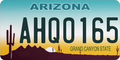 AZ license plate AHQ0165