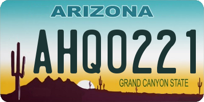 AZ license plate AHQ0221
