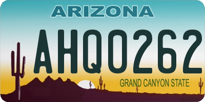 AZ license plate AHQ0262