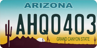 AZ license plate AHQ0403