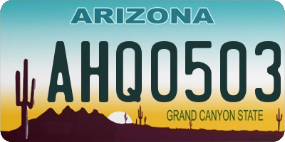 AZ license plate AHQ0503