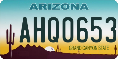 AZ license plate AHQ0653