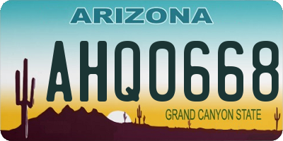 AZ license plate AHQ0668
