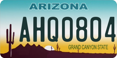 AZ license plate AHQ0804