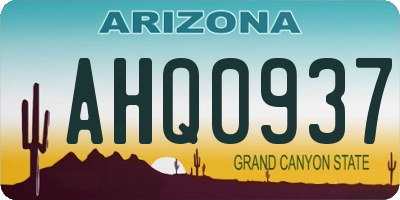 AZ license plate AHQ0937