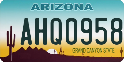 AZ license plate AHQ0958
