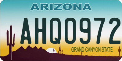 AZ license plate AHQ0972