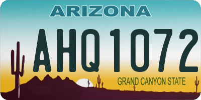 AZ license plate AHQ1072