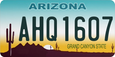 AZ license plate AHQ1607