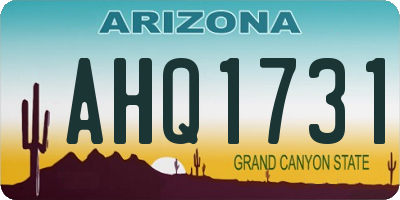 AZ license plate AHQ1731