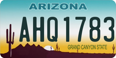 AZ license plate AHQ1783