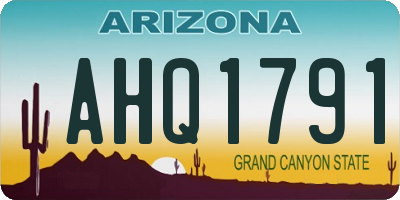 AZ license plate AHQ1791