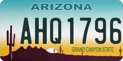 AZ license plate AHQ1796