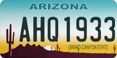 AZ license plate AHQ1933