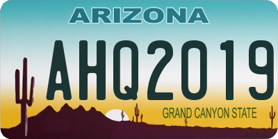 AZ license plate AHQ2019