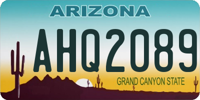 AZ license plate AHQ2089