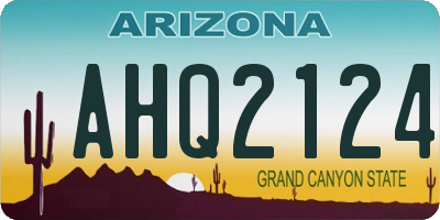 AZ license plate AHQ2124