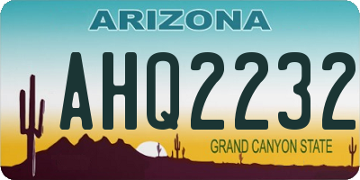 AZ license plate AHQ2232