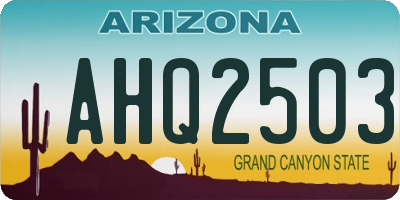 AZ license plate AHQ2503