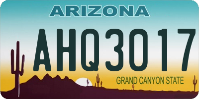 AZ license plate AHQ3017