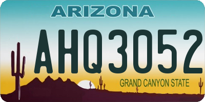 AZ license plate AHQ3052