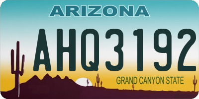 AZ license plate AHQ3192