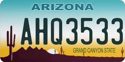 AZ license plate AHQ3533