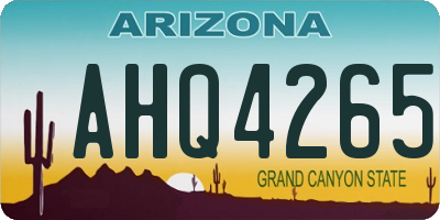 AZ license plate AHQ4265
