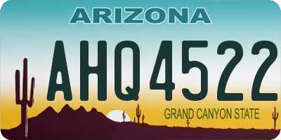 AZ license plate AHQ4522
