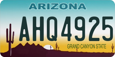 AZ license plate AHQ4925