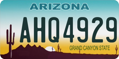 AZ license plate AHQ4929