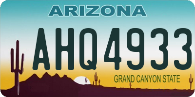 AZ license plate AHQ4933