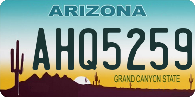 AZ license plate AHQ5259
